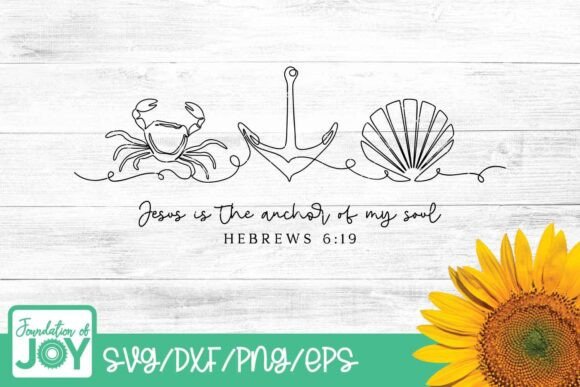 Anchor of My Soul: Christian Line Art Graphics for T-Shirt Designs