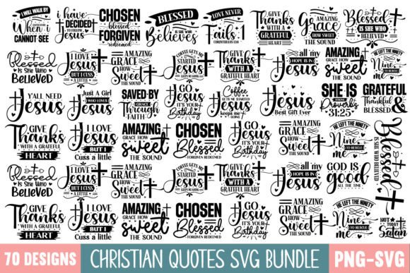 Boho Christian Quotes SVG Bundle – 70 Graphics for T-Shirt & Printable Designs