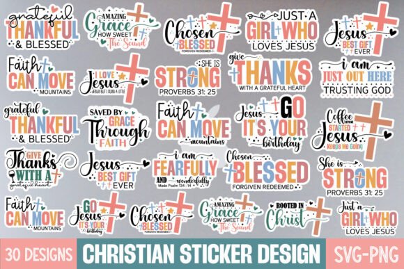 Boho Christian Sticker SVG Bundle for T-Shirt & Craft Graphics