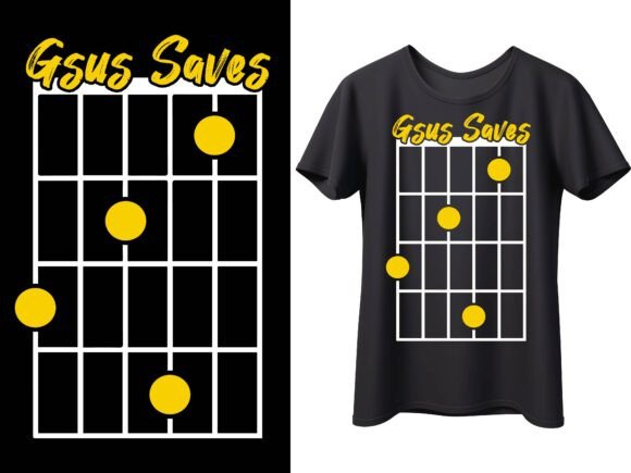 Gsus Saves Christian Guitar Chord Vector: A Faith-Filled Graphic for T-Shirt Designs and Beyond