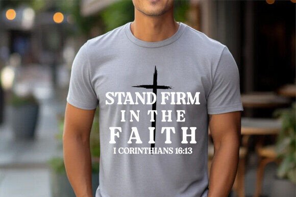 Stand Firm Cross Men’s Christian Shirts Graphics